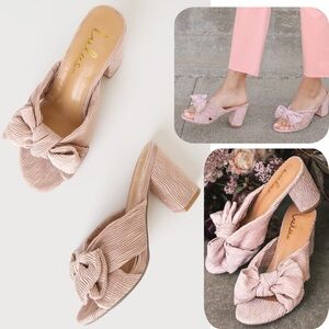 💕Lulu’s Dorothea Blush Knotted High Heel Sandals Pleated Wedding Bridesmaid 5.5
